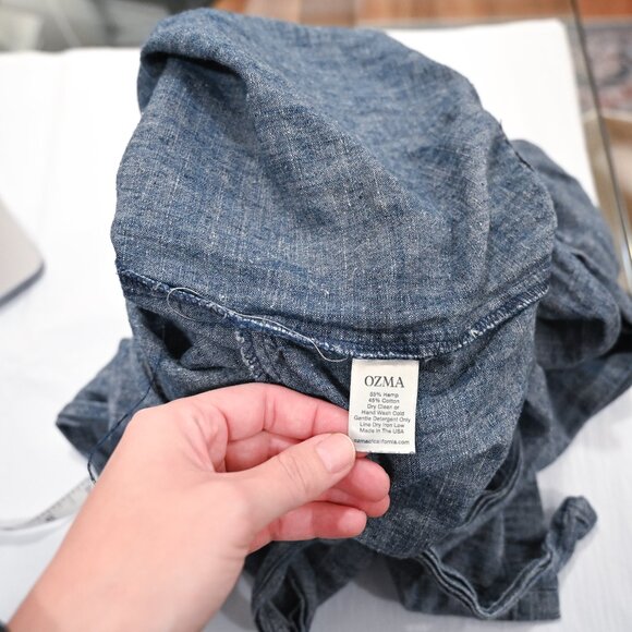 OZMA Small Hemp Heather Blue Tie Back Matador Wrap Jumpsuit - Picture 9 of 12